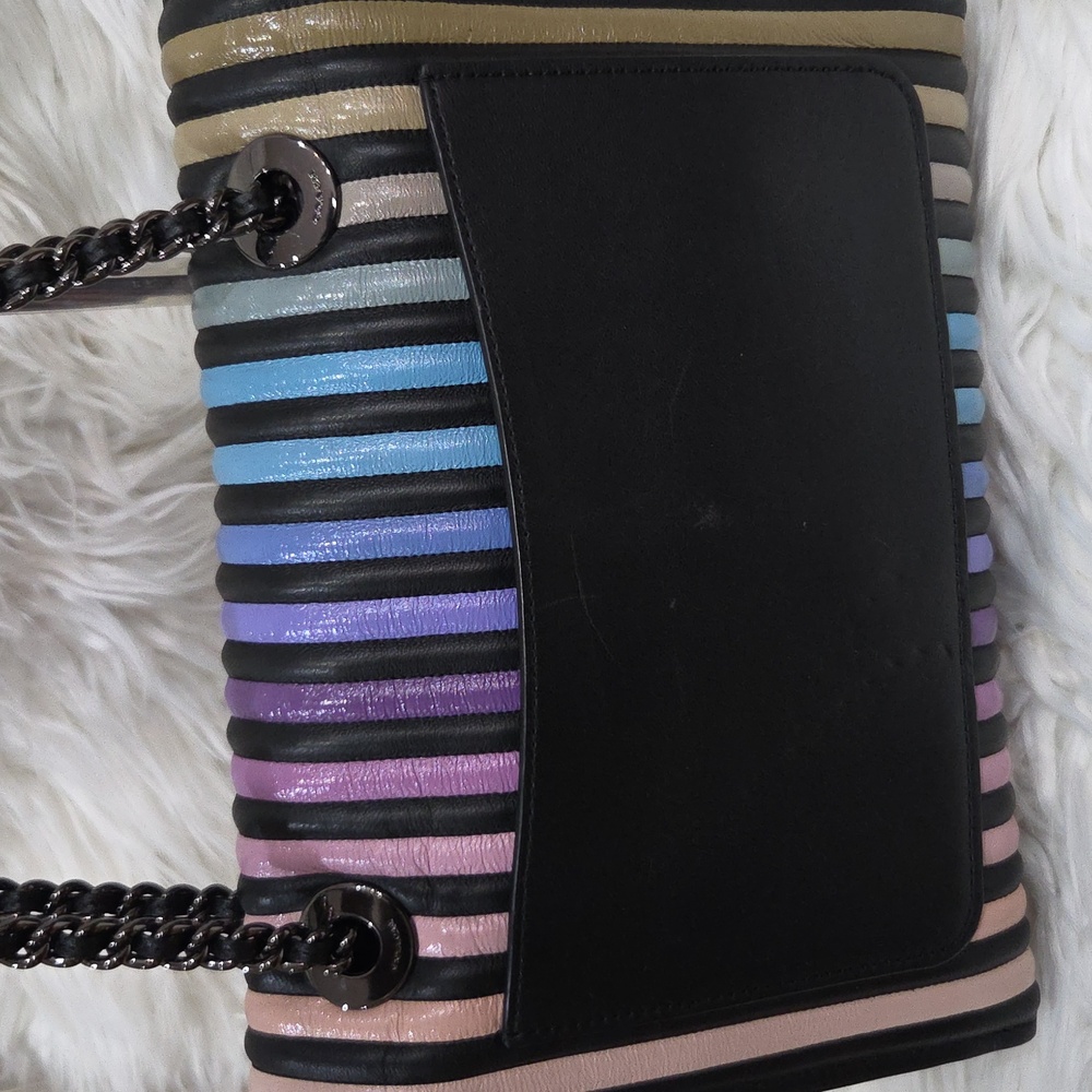 🌈🔹️COACH🔹️ Parker Ombrè Quilted Striped Multicolor Women's Bag + Wallet Set - Picture 11 of 17